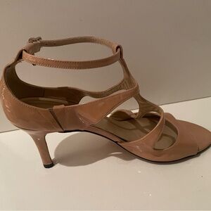 Stuart Weitzman tan patent leather Strappy Heels